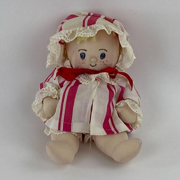 Vintage Handmade Cabbage Patch Style Cloth Doll Blonde Hair Craters Label - Picture 1 of 6